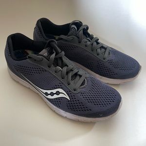 Women’s Saucony Running Shoes lightweight mesh grey and white retro style
